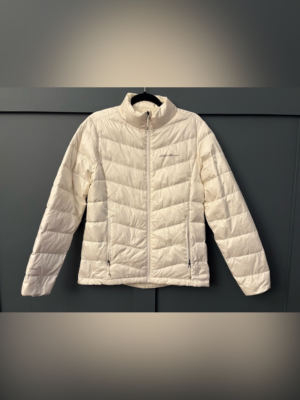 Eddie Bauer EB650 Ivory Packable Down Women’s Winter Coat Size Small Puffer
